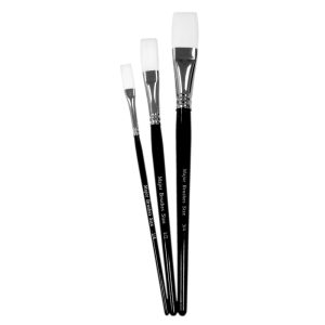 White Flat Synthetic Sable Brushes Set 3