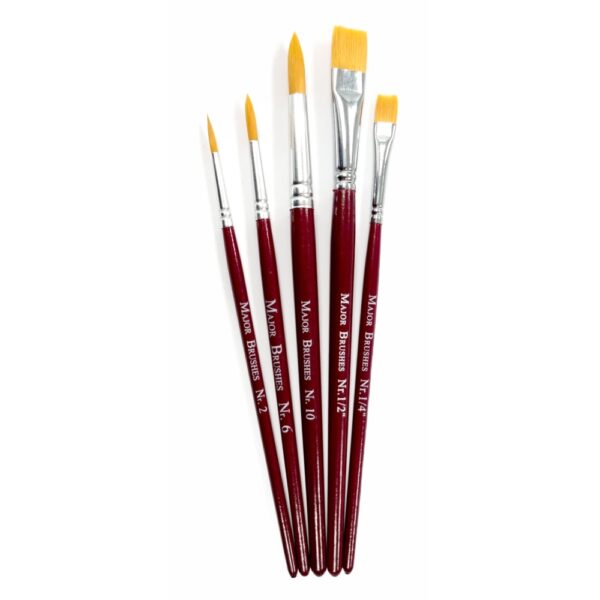 Red Synthetic Sable Mixed Round & - Flat Set of 5 - Image 2