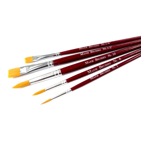 Red Synthetic Sable Mixed Round & - Flat Set of 5 - Image 3
