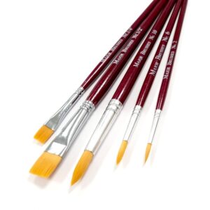 Red Synthetic Sable Mixed Round & - Flat Set of 5